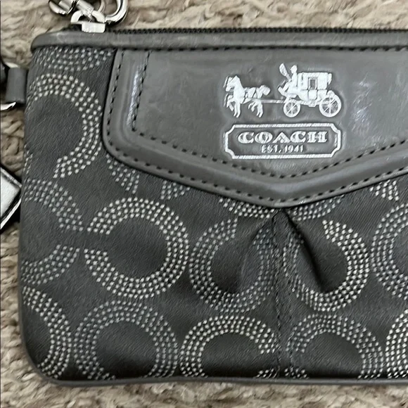 Coach Charcoal Gray Wristlet with Signature C Logo Pattern - Picture 3 of 16